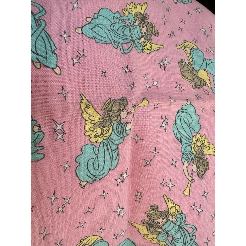 Precious Moments Fabric‎ Pink Flannel Angel Spectrix Vtg 90s 17.5
